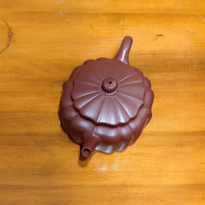 宜興紫砂壺筋紋四方菱花壺原礦紫泥精緻半手工藝