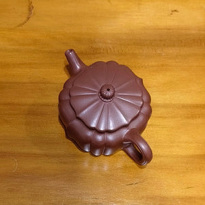 宜興紫砂壺筋紋四方菱花壺原礦紫泥精緻半手工藝