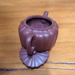 宜興紫砂壺筋紋四方菱花壺原礦紫泥精緻半手工藝