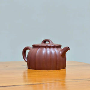 半手工宜興紫砂壺紫泥筋紋錦雲壺160CC