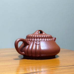 宜興紫砂壺朱泥筋紋石瓢壺170CC