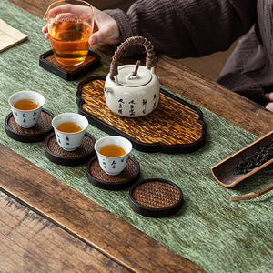 手工楠竹編織席面杯墊