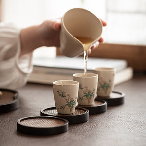 手工楠竹編織席面杯墊