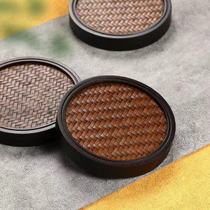 手工楠竹編織席面杯墊