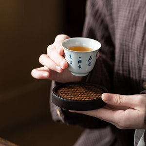 手工楠竹編織席面杯墊