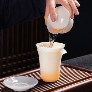 羊脂玉冰種玉瓷公道杯-直身220cc