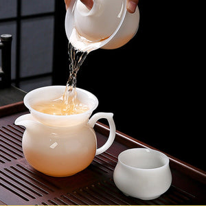 羊脂玉冰種玉瓷茶海-大度240cc