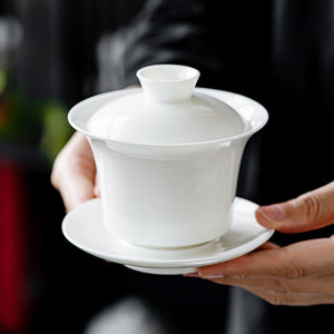 羊脂玉瓷蓋碗馬蹄-200cc