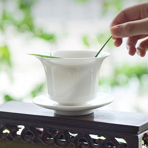 羊脂玉瓷蓋碗馬蹄-200cc