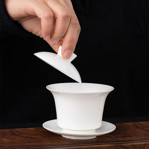 羊脂玉瓷蓋碗馬蹄-200cc