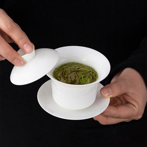 羊脂玉瓷蓋碗馬蹄-200cc