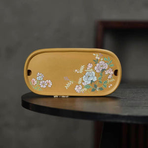 紫砂壺承乾泡盤段泥泥繪花卉