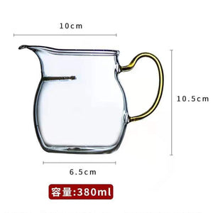 月牙濾網玻璃茶海公道杯-380cc