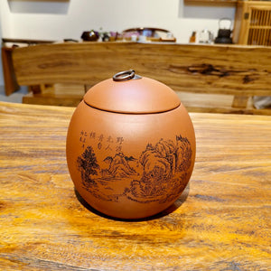 宜興紫砂茶葉罐龍蛋一斤容量清水泥