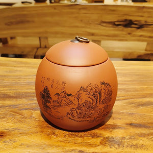 宜興紫砂茶葉罐龍蛋一斤容量清水泥