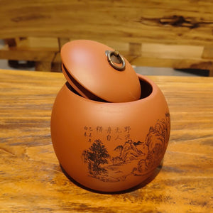 宜興紫砂茶葉罐龍蛋一斤容量清水泥