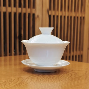 羊脂玉瓷蓋碗150cc-若水