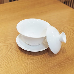 羊脂玉瓷蓋碗150cc-若水