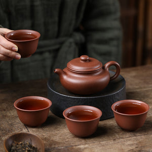 宜興紫砂紫泥仿古一壺四杯套組禮盒