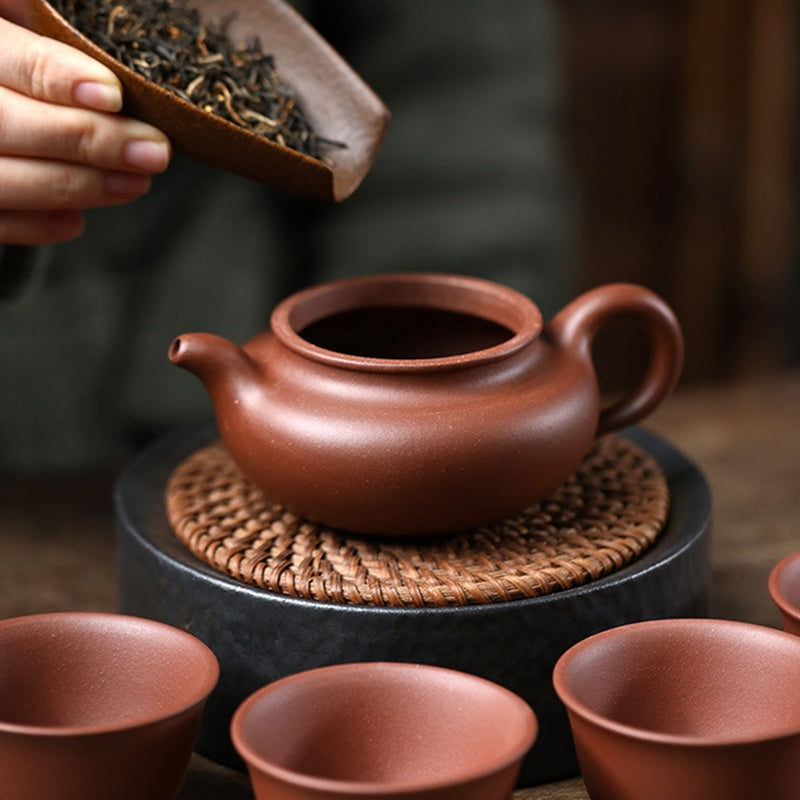 宜興紫砂紫泥仿古一壺四杯套組禮盒