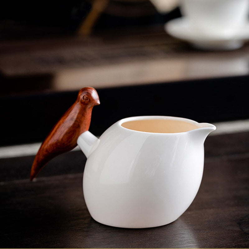 羊脂玉公道杯陶瓷茶海-低木雀