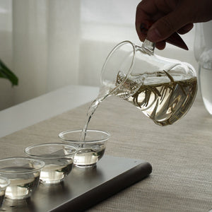 木把月牙濾網玻璃茶海公道杯-400cc