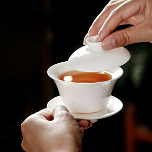 羊脂玉瓷斗笠蓋碗-150cc