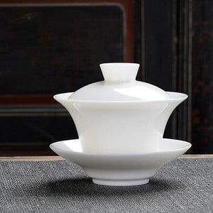 羊脂玉瓷斗笠蓋碗-150cc
