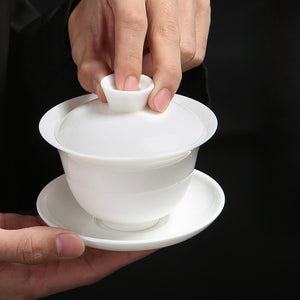 羊脂玉瓷蓋碗-100cc