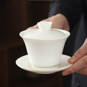 羊脂玉瓷蓋碗可懸停-150cc