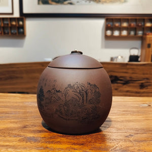 宜興紫砂茶葉罐龍蛋一斤容量紫泥材質