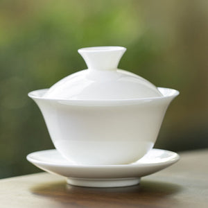 羊脂玉瓷蓋碗150cc-若水