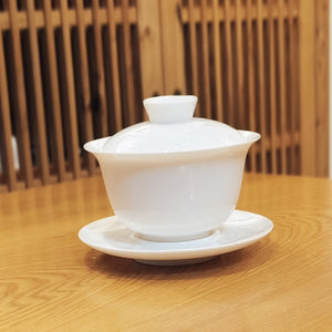 羊脂玉瓷蓋碗150cc-如意