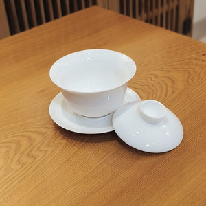 羊脂玉瓷蓋碗150cc-如意