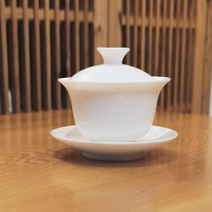 羊脂玉瓷蓋碗125cc-禪蓮