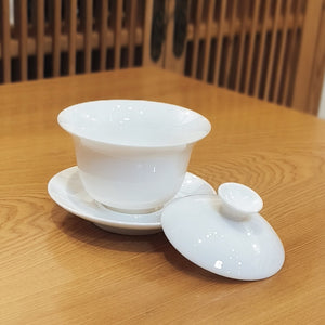 羊脂玉瓷蓋碗125cc-禪蓮