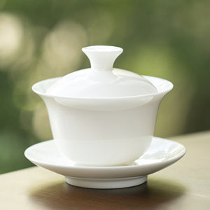 羊脂玉瓷蓋碗125cc-禪蓮