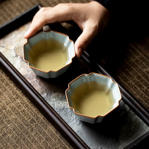 林德豐汝窯茶杯 方正對杯組 (2入)