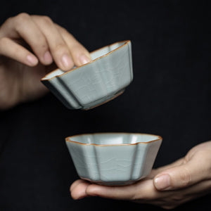 林德豐汝窯茶杯 方正對杯組 (2入)