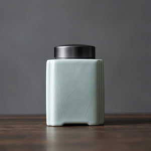 豐子汝窯茶葉罐-圓方