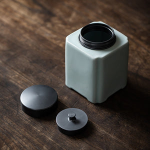 豐子汝窯茶葉罐-圓方