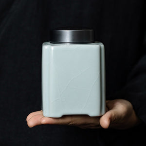 林德豐老師豐子汝窯茶葉罐-圓方