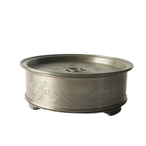 顏正和純錫手工刻繪茶盤