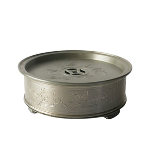 顏正和純錫手工刻繪茶盤