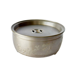 潮汕復古手工刻繪錫茶盤鼓型