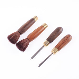 大檀木雙用茶刀養壺筆