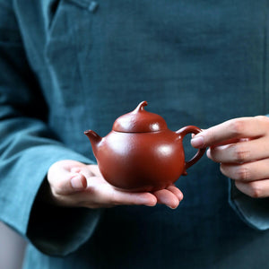 宜興紫砂壺朱泥茄段壺190cc