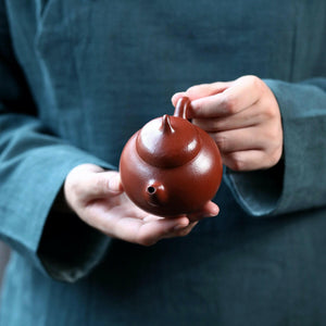 宜興紫砂壺朱泥茄段壺190cc