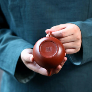 宜興紫砂壺朱泥茄段壺190cc