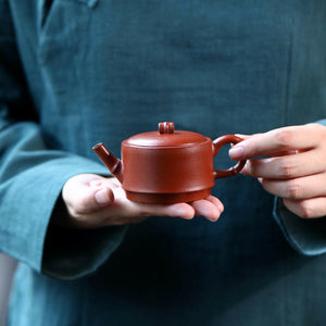 宜興紫砂朱泥竹段壺130cc